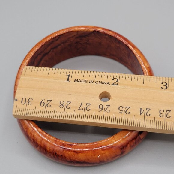 Resin Orange Brown Bangle Bracelet Swirled Pattern Vintage Fits Up To 7 1/2" - Picture 5 of 7